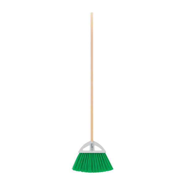 ESCOBA GRANDE TIPO ABANICO CERDAS PVC BASTÓN MADERA KLINTEK 57052 ES-250A