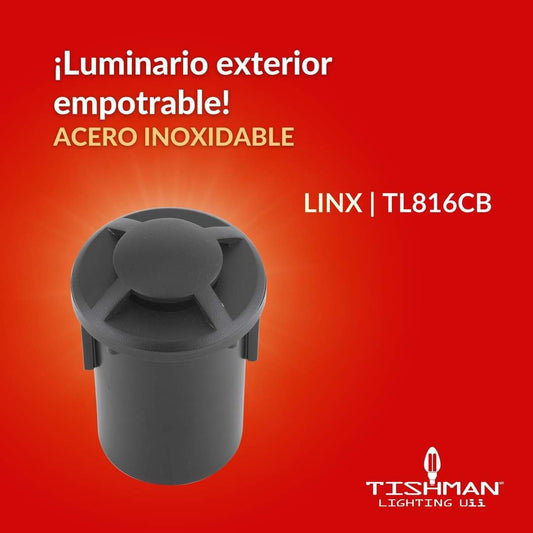 EMPOTRADO DE PISO COLOR NEGRO LINX TL816CB TISHMAN METALICO (ALUMINIO) CRISTAL TEMPLADO 100-240V IP67 PARA FOCO GU10 (SE VENDE POR SEPARADO)