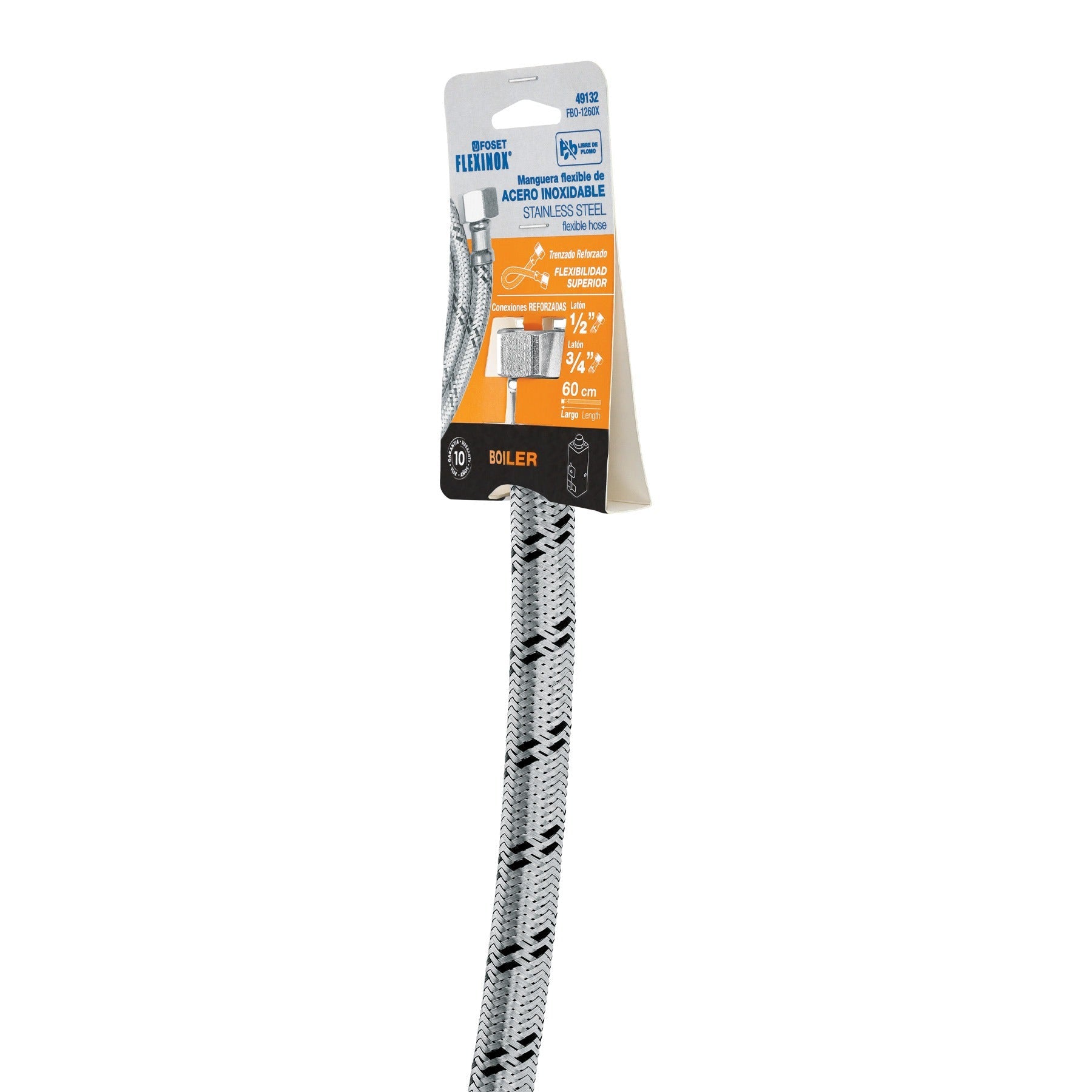 MANGUERA ACERO INOXIDABLE PARA BOLIER 1/2 X 3/4 60CM FONSET 49132 FBO-1260X