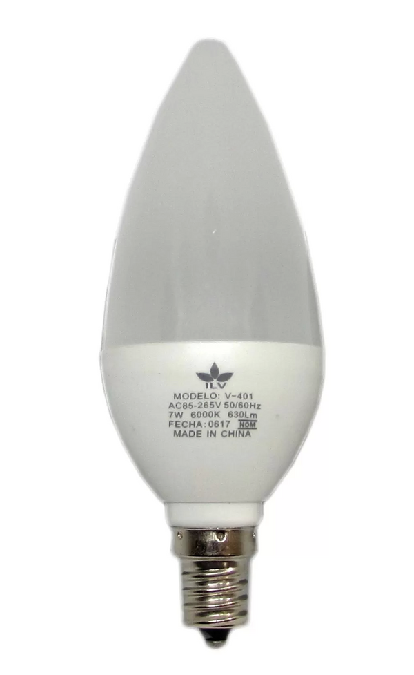 PAQUETE CON/3 FOCO VELA 7W  LUZ FRIA 60K E12 (ILV)