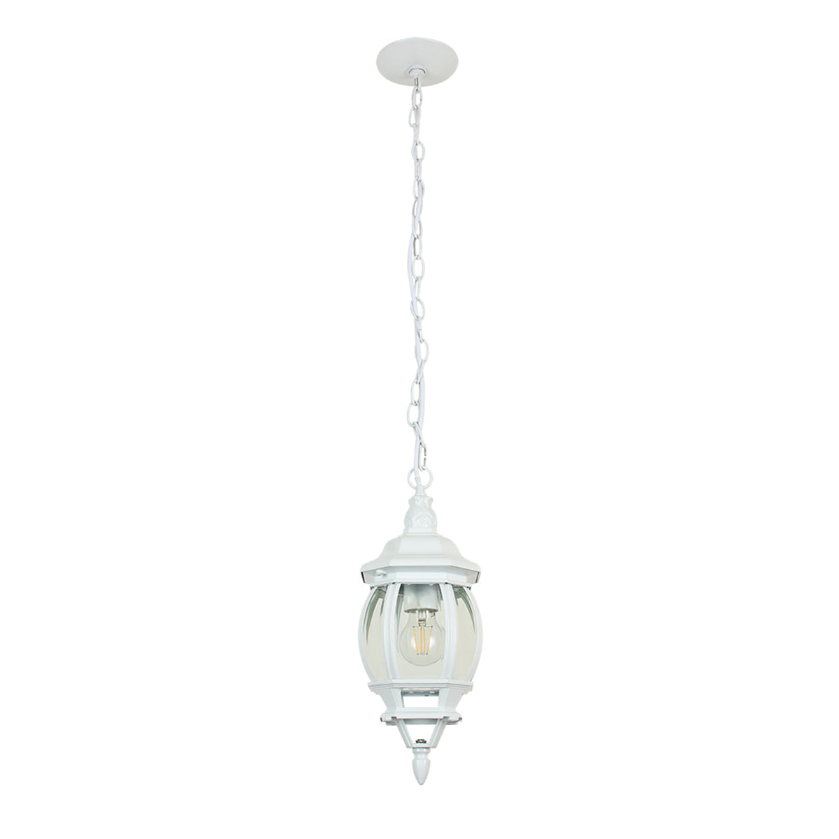 FAROL SUSPENDIDO PARA EXTERIORES DE TECHO BLANCO SIENA II 100-240V E27  FTL-7356/B