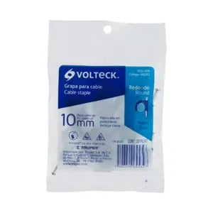 BOLSA 20PZ GRAPA PARA CABLE REDONDO 10MM NEGRA VOLTECK 48282 GCU-10N