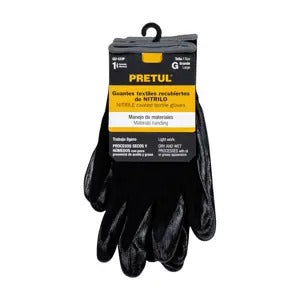 GUANTES NYLON RECUBIERTOS DE NITRILO GRANDES PRETUL 20028 GU-123P