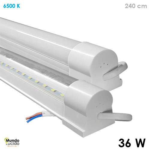 TUBO LED REGLETA PLASTICA OPALINO LUZ FRÍA 36W 127V 2400LM 65K