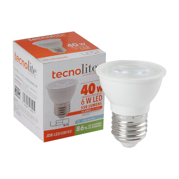 FOCO LED JDR BLANCO 6W 100-240V 550LM 65K E27 JDR-LED/6W/65