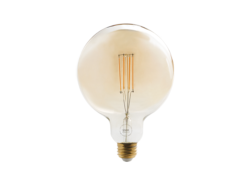 LAMPARA LED 7W GLOBO FILAMENTO led DIMEABLE E26 CALIDO  IPSA G125 Vintage Calido Humo Ambar