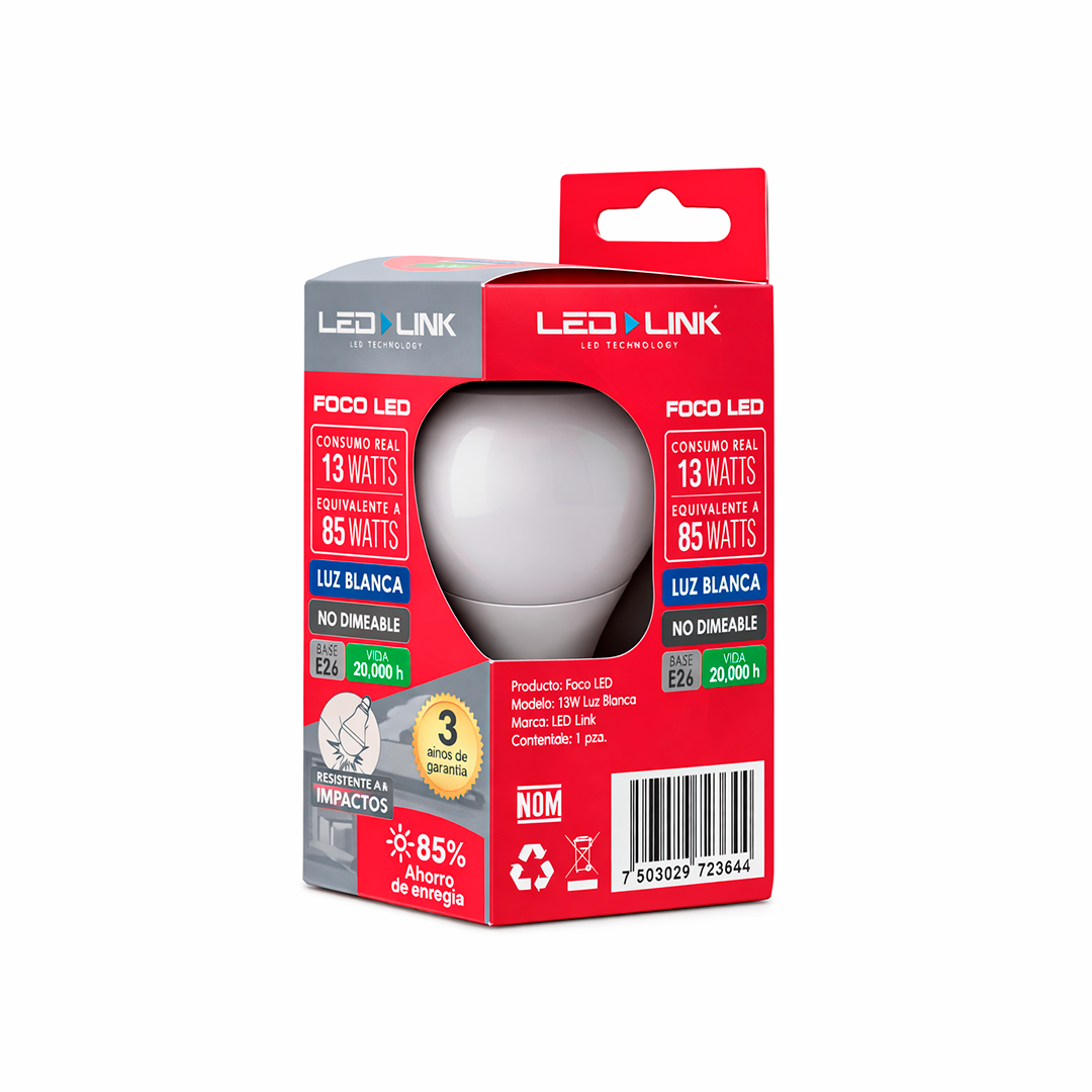 BULBO LED DE 13W LED LINK E26 6500K LUZ FRIA 127V