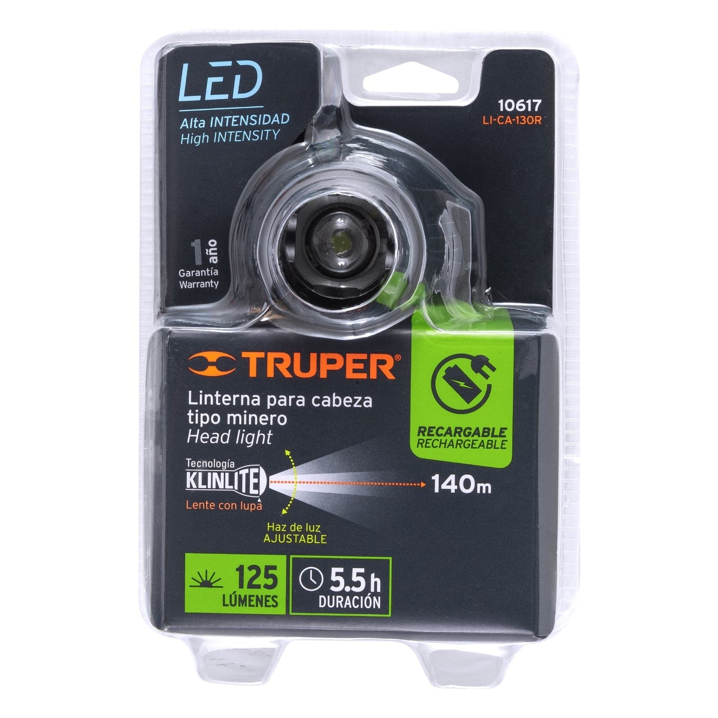 LINTERNA DE MINERO LED RECARGABLE TRUPER 10617 LI-CA-130R