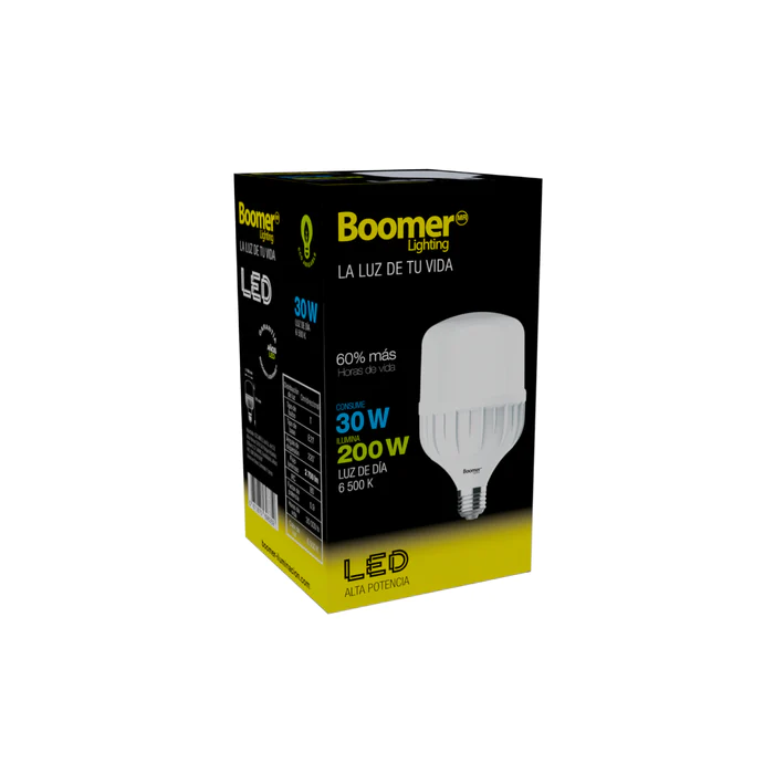 LÁMPARA FOCO LED INDUSTRIAL DE ALTA POTENCIA T 30W 100-240V 65K BLHPT-030-65 TIPO TOLEDO E27 LUZ FRIA