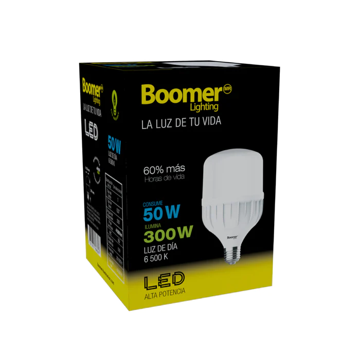 LÁMPARA FOCO LED INDUSTRIAL DE ALTA POTENCIA T 50W 100-240V 65K BLHPT-050-65 TIPO TOLEDO E27 LUZ FRIA