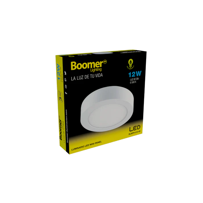 MINI PANEL LED REDONDO PARA INTERIORES BLANCO FAT SOBREPONER 12W 100-240V 750LM 65K BLMPR-012-65