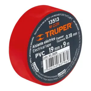 CINTA DE AISLAR DE 9MX19MM ROJA TRUPER 13513 M-22R