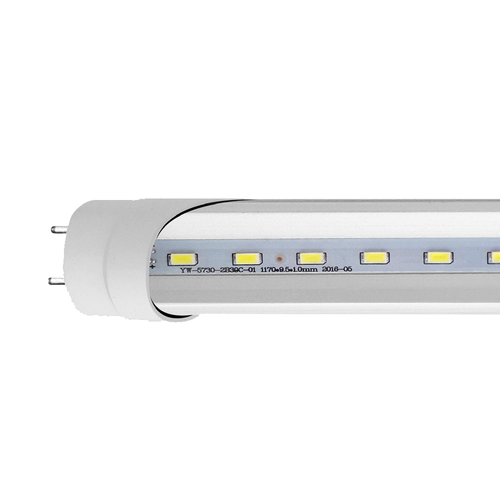TUBO T8 18W LUZ CALIDA 3000K CRISTAL TRANSPARENTE 1.20MTS CONEXION 2 LADOS TLT818VTF2TC