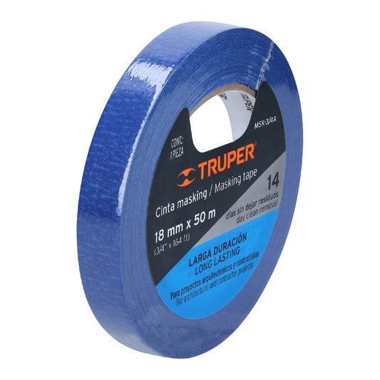 CINTA MASKING TAPE AZUL 3/4" 50 M PINTOR TRUPER 12621 MSK-3/4A