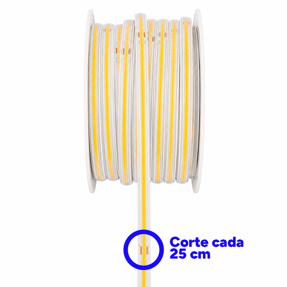 ROLLO 25M TIRA COB LED CONTINUO 300W 127V 65K LUZ FRÍA LUMICRAFT COB127VW