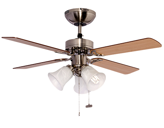 VENTILADOR OPORTO DECORATIVO 42" CON LUZ SATIN CON BARRILLA