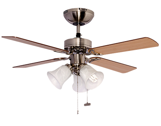 VENTILADOR OPORTO DECORATIVO 42" CON LUZ SATIN CON BARRILLA