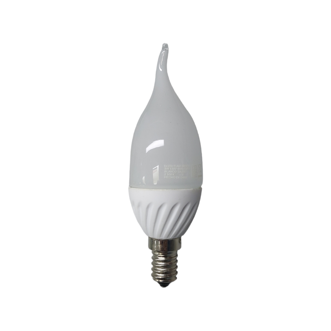 FOCO VELA FLAMA SATIN 925 LUM 3W E14 CALIDO GU10