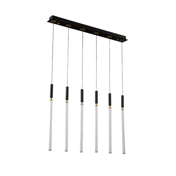 Candil Astor Dorado y Negro de 6 Luces 2m 30W 90-130V 2400LM 30K Q20026-BG