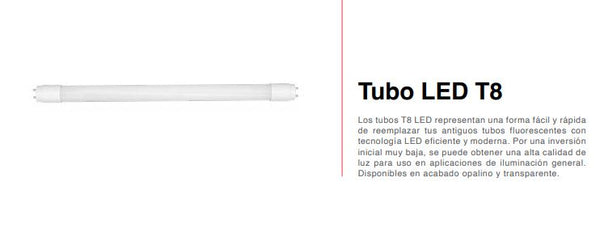 TUBO LED T8 TRANSPARENTE 18W 6500K ICON TUBT8TRA18W65K