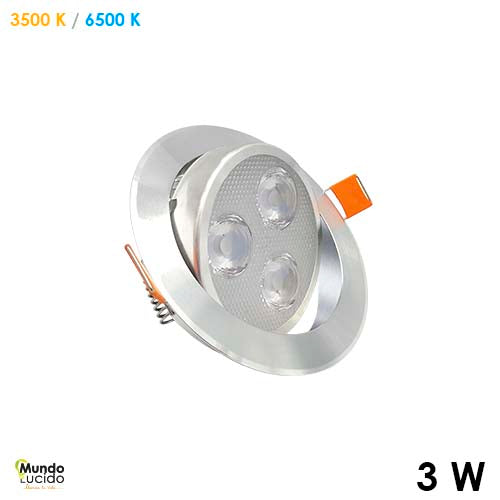 EMPOTRABLE DIRIGBLE BLANCO CÁLIDO CARCAZA SATINADO 3W 127V 35K