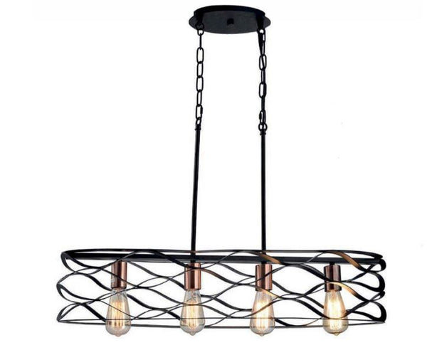 Candil Colgante Suspendido BIZANTI de 4 Focos Negro/Cobre TH1710/4N