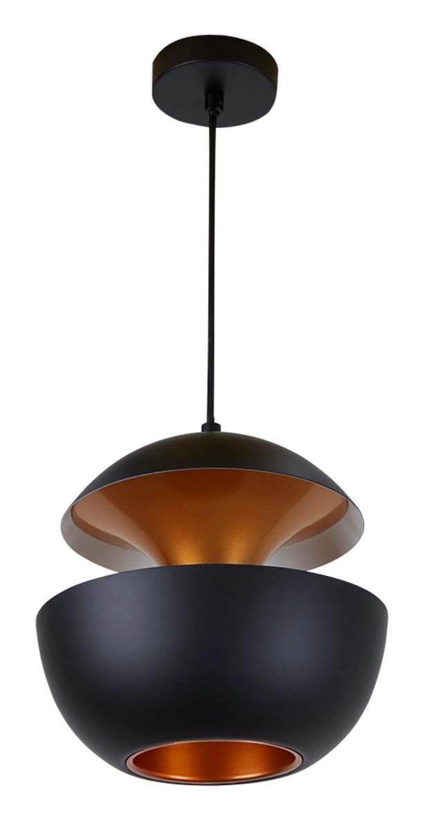 CANDIL AUVA II NEGRO MATE CON INTERIOR COBRE S/L 8.5W 100-240V E27 20CTL1942MVN