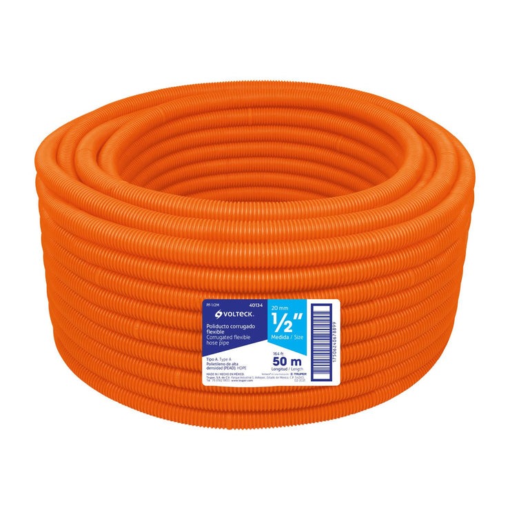 POLIDUCTO CORRUGADO FLEXIBLE 1/2" VOLTECK 40134 PF-1/2M ROLLO 50 MTS