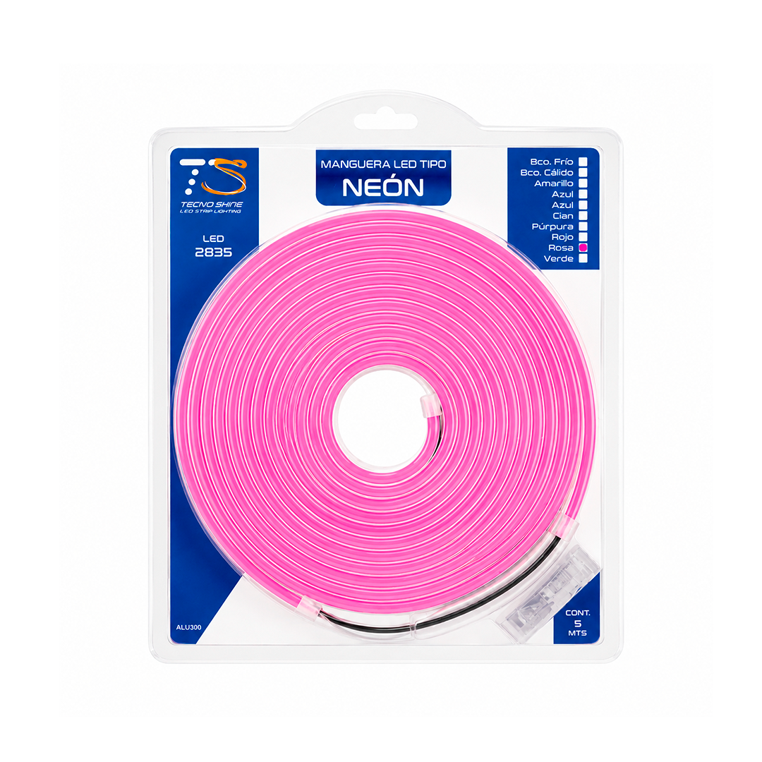BLISTER MANGUERA LED NEON 5 MTS. 12V ROSADO