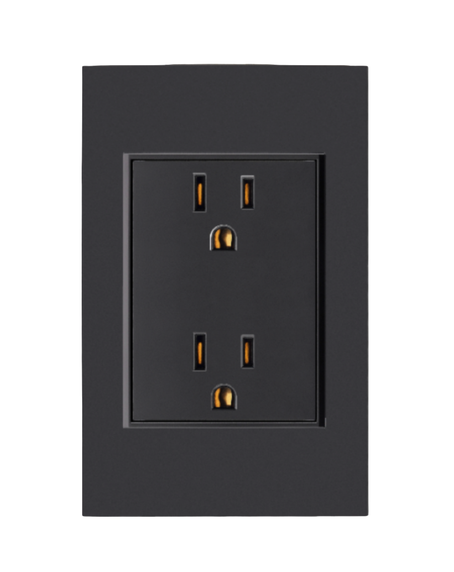 PLACA CONTACTO DOBLE PVC NEGRO TECNOLED TS-TC-2T-NR