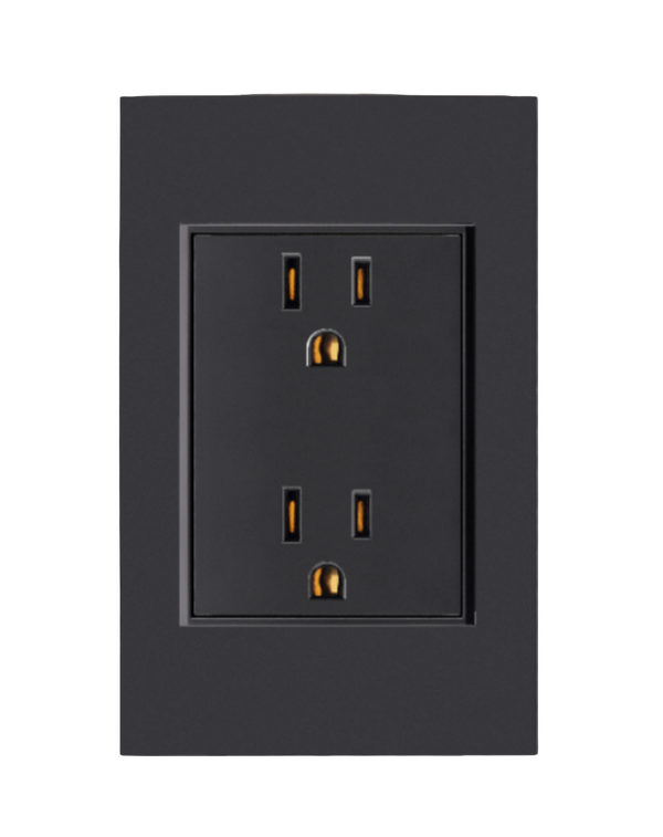 PLACA CONTACTO DOBLE PVC NEGRO TECNOLED TS-TC-2T-NR