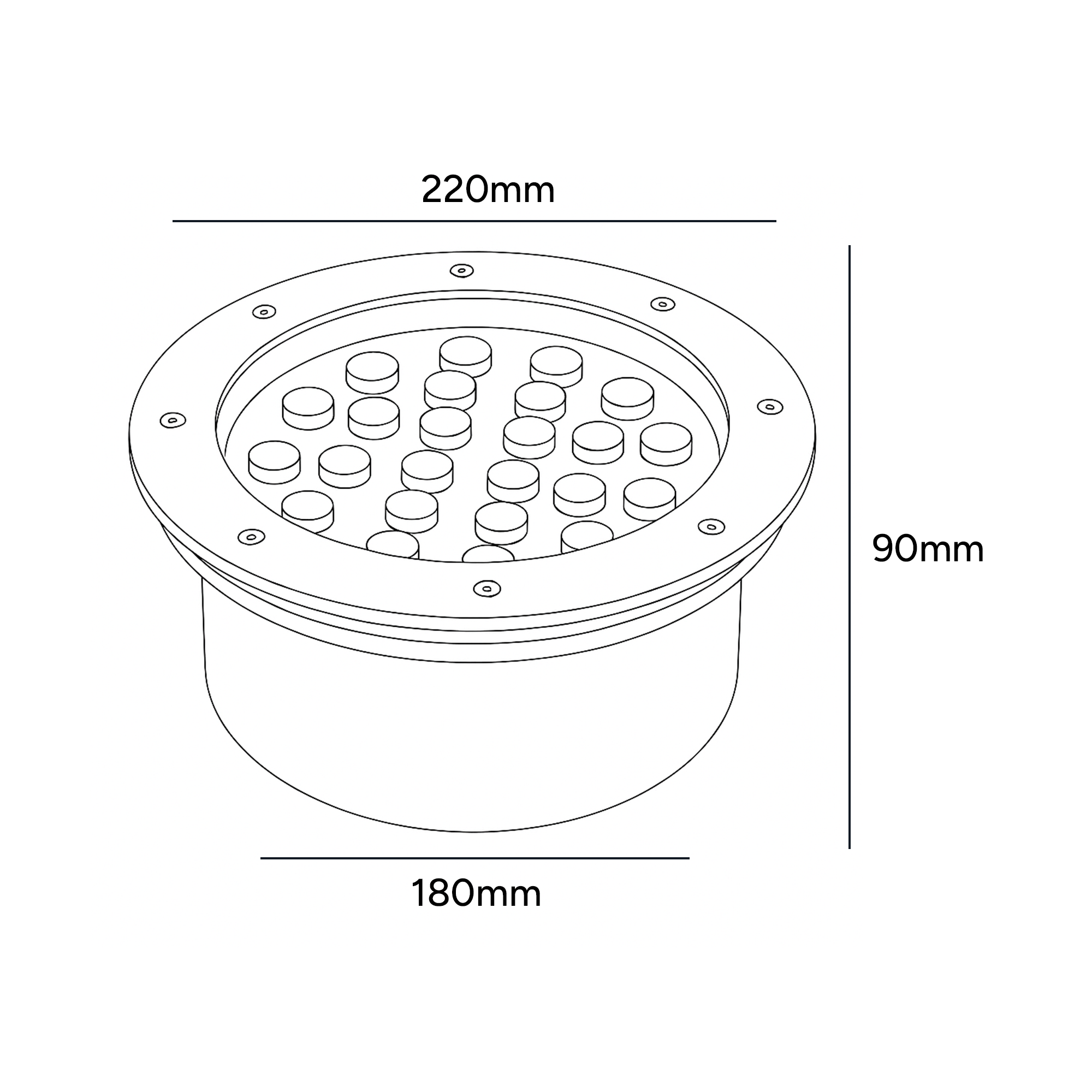 EMPOTRADO DE PISO LED IP65 24W 1680LM 30K LUZ CÁLIDA MUNDO LUCIDO EMP24C