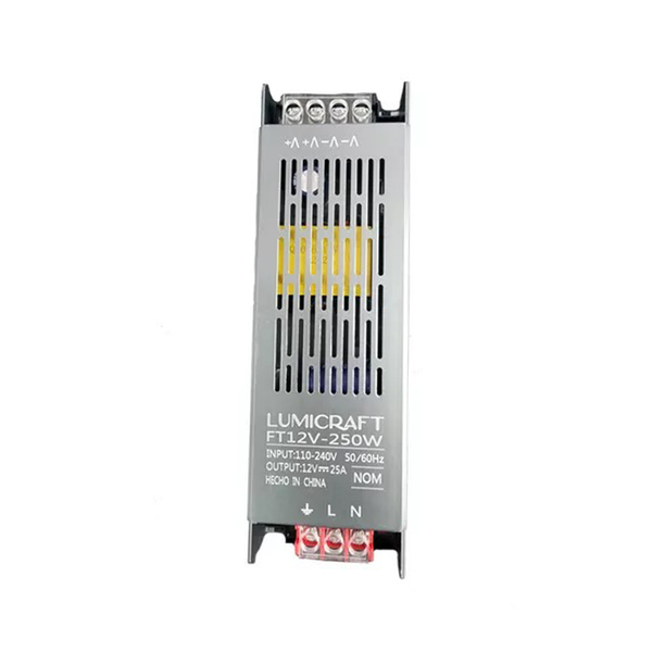 FUENTE DE PODER 12V 25AMPS 250W IP20 INTERIOR TIRAS LED LUMICRAFT FT12V-25A