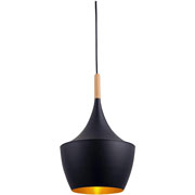 COLGANTE NEGRO CON ACABADO EN MADERA