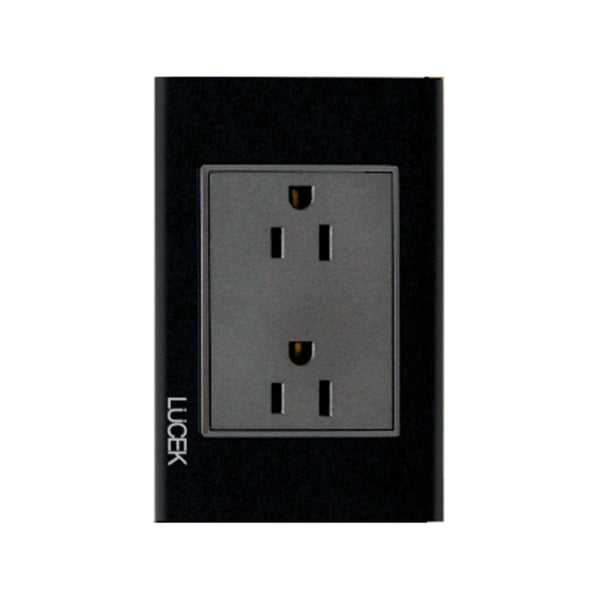 PLACA CON CONTACTO DUPLEX NEGRO