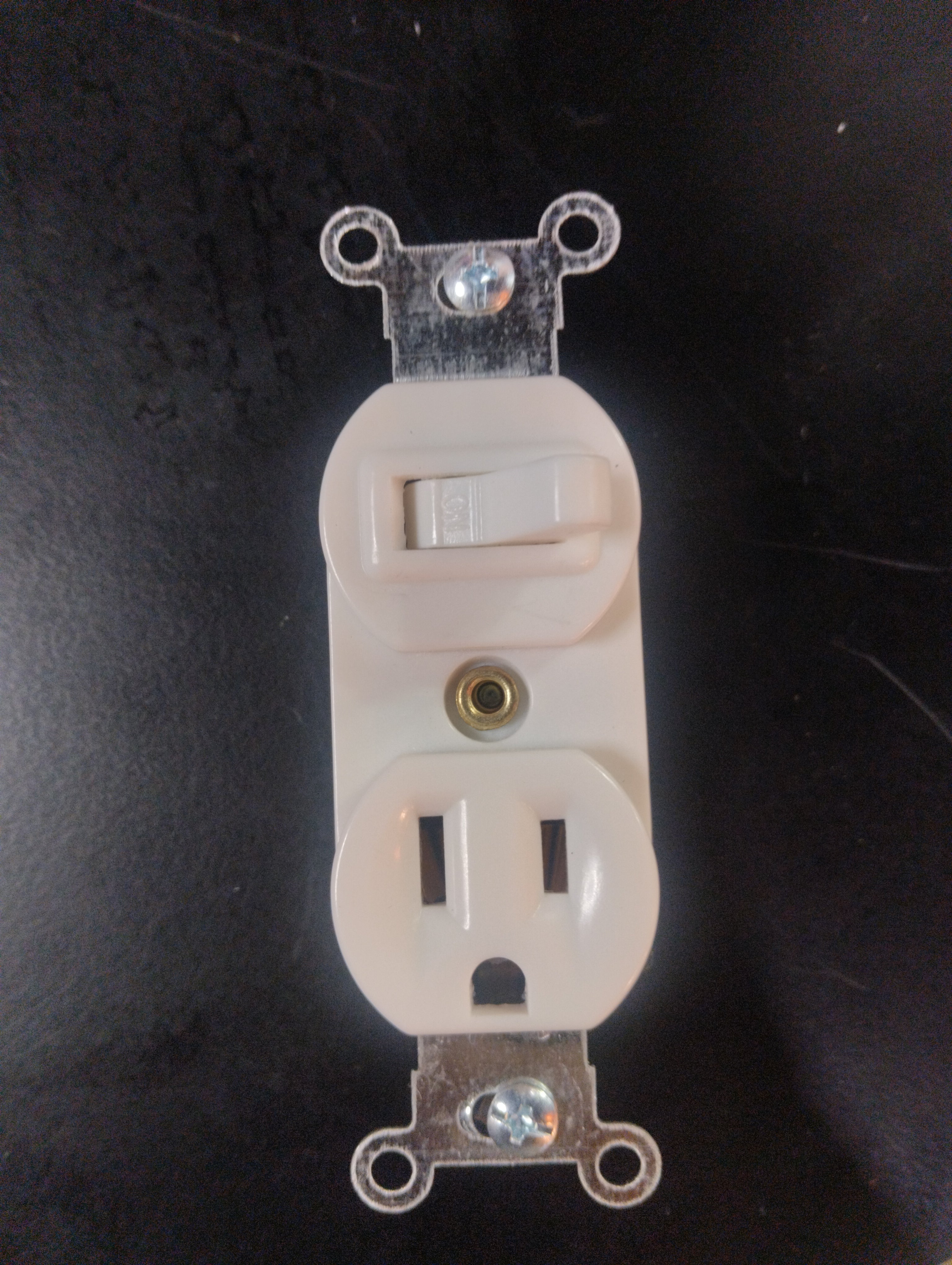 Apagador y contacto interruptor y receptáculo oculto dos polos p/plac.          GS EE-273B