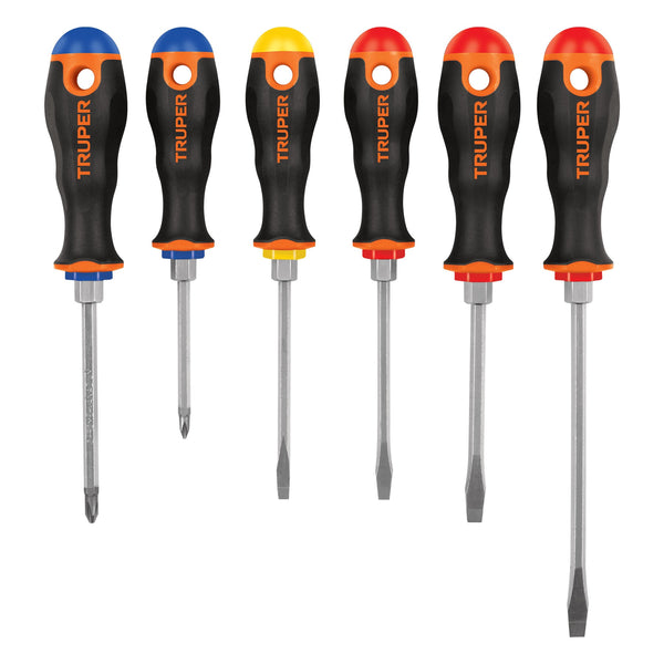 KIT 6 DESARMADORES MANGO CONFORT TRUPER 19621 DTJ-6B