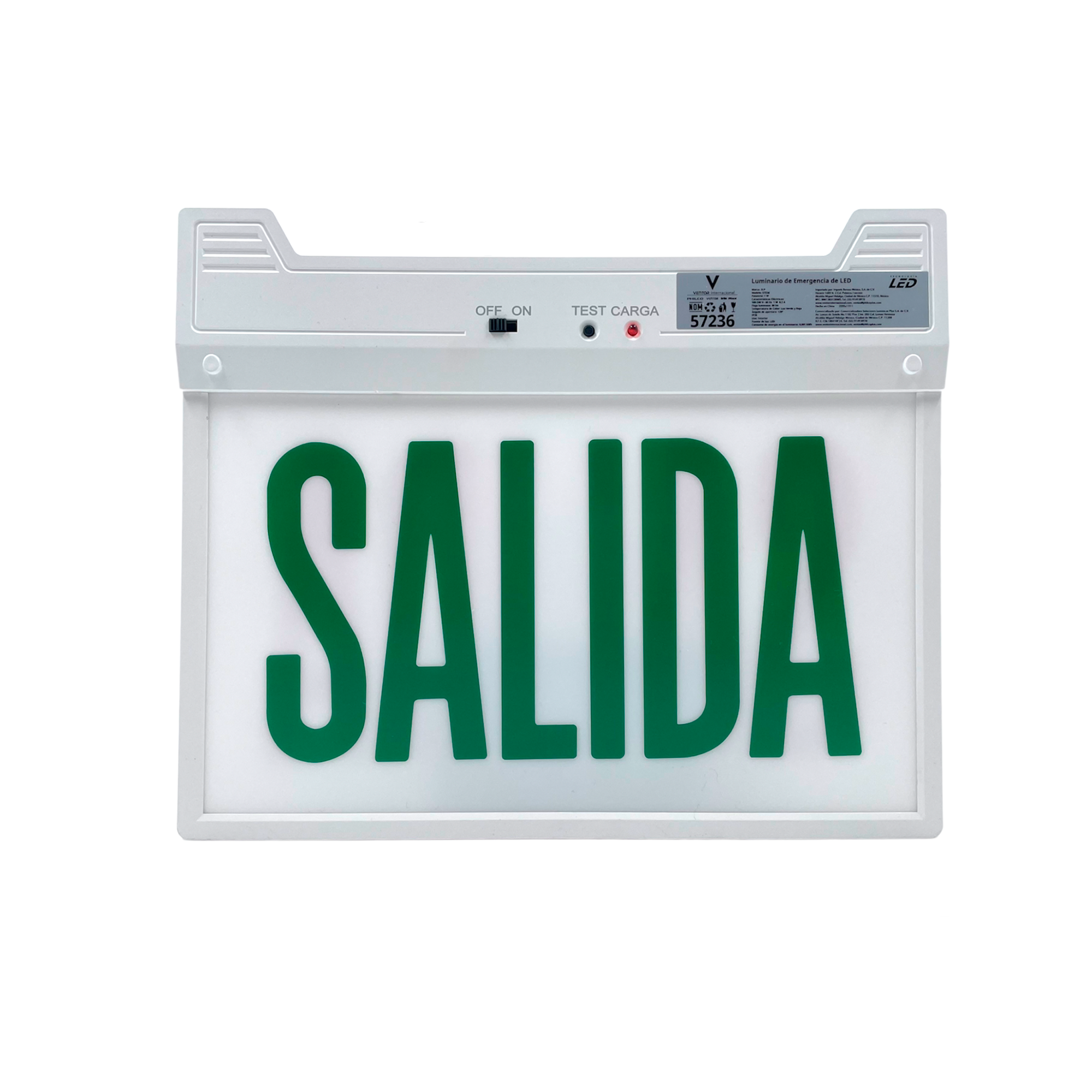 INDICADOR DE SALIDA DE EMERGENCIA LED 1W 100-240V AUTONOMIA 3HRS IP20 LETRERO SEÑALAMIENTO ANUNCIO