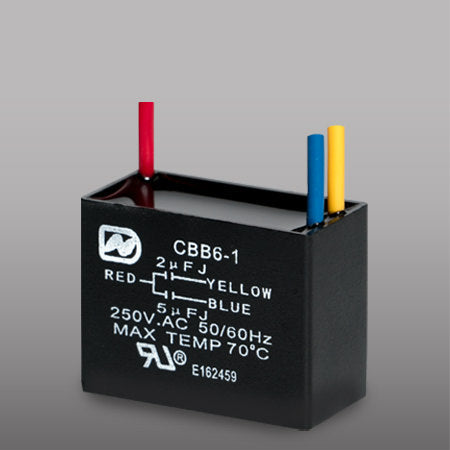 CAPACITOR P/ VENTILADOR 2+5 UF 250VAC 50-60HZ